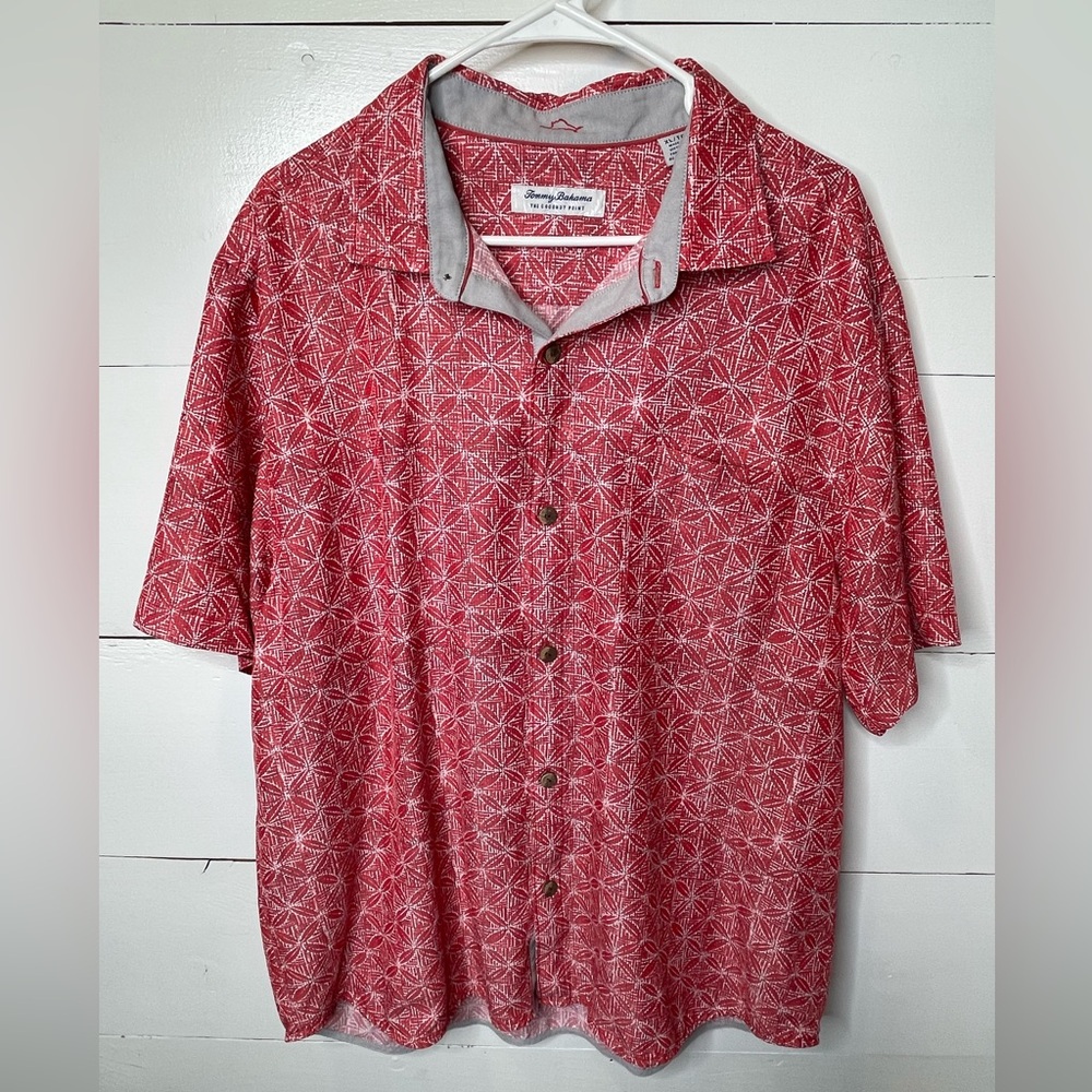 Tommy Bahama Red Geometric Men's Shirt